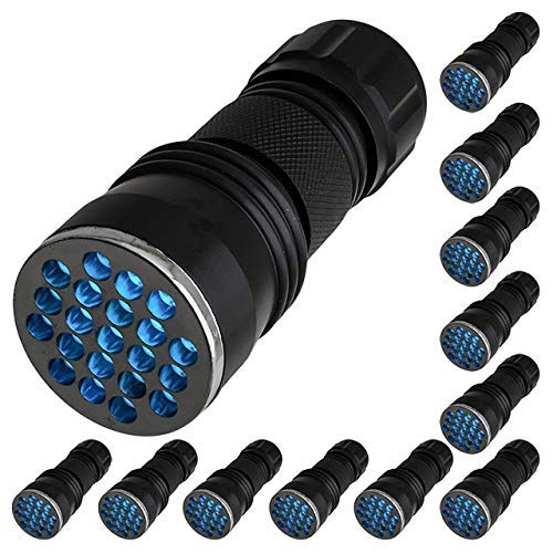 LEDwholesalers 395 nM UV Ultra Violet 21 LED Blacklight Flashlight, (Package of 12) 7305UV395x12