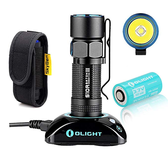 Olight S10R Baton III LUMINUS SST-40 CW LED 600 Lumens Rechargeable Variable Output Side Switch Flashlight (S10R III+Holster)