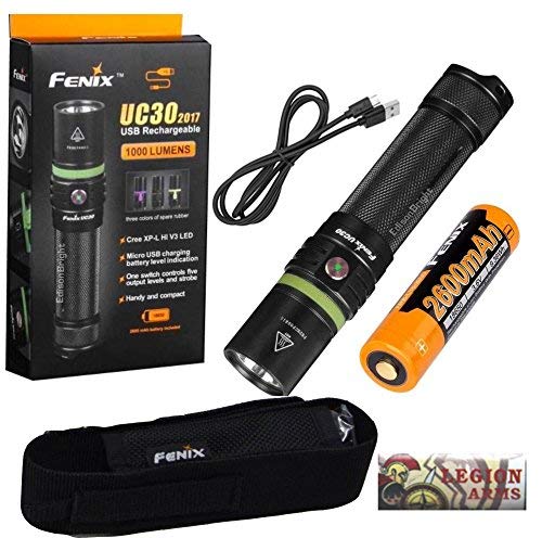 Bundle: Fenix UC30 Rechargeable Flashlight (UC35 PD35 Ultra-Compact Version) 960 Lumens CREE XM-L2(U2) LED with 2600mAh 18650 Battery and LegionArms USB Charging Cord