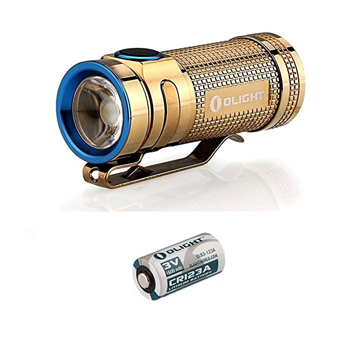 Olight S Mini Baton Copper S1 mini Cu 550 Lumen Cool White LED Flashlight with LegionArms CR123 Battery (Cu- Rose Gold)