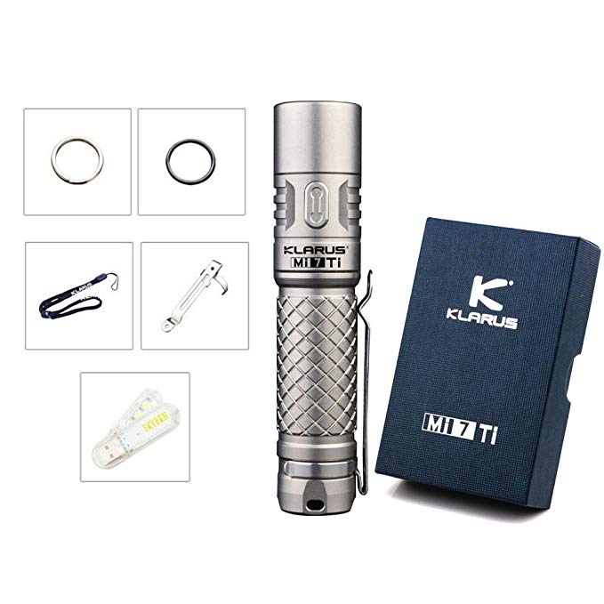 Bundle: Klarus Mi7 Ti CREE XP-L HI V3 LED 700 Lumens Titanium Flashlight with AA Battery and SkyBen USB Light (MI7 Ti)