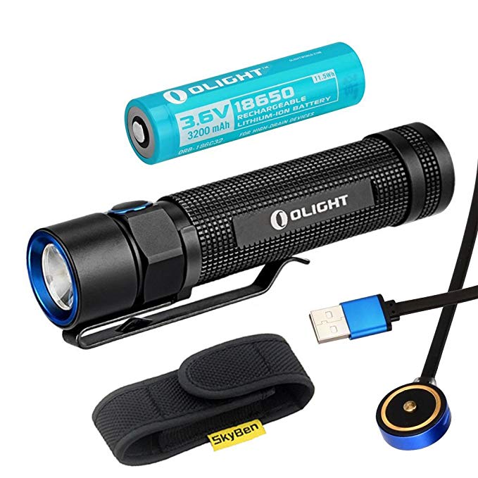 Bundle: Olight S2R Baton Cree XM-L2 LED 1020 Lumens Rechargeable Flashlight With 3200mAh 18650 Rechargeable Battery (S2R+Holster)