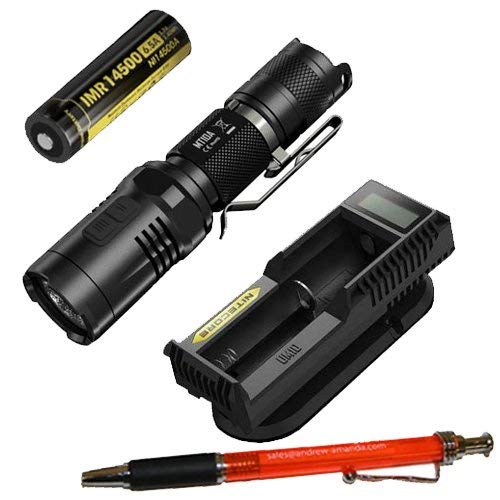 Bundle: Nitecore MT10A Flashlight W/UM10 Charger & IMR 14500 Battery + FREE A&A Pen