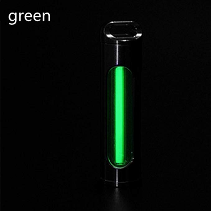 Key Chain Tube Lamp Self Luminous 25 Years Fluorescent Vial Key Ring Hurricane Emergency Survival Lights for Outdoor (Green)