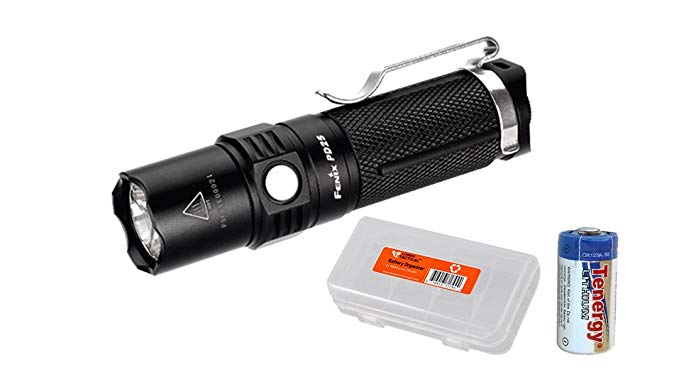 Fenix PD25 Cree XP-L LED 550 Lumens Tiny Pocket Flashlight w/ LumenTac Battery Organizer & CR123A Battery