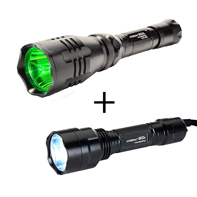 Nitebeam 300XLG 300 lumen Red hunting flashlight and Nitebeam 900A - 900 lumen 2 modes