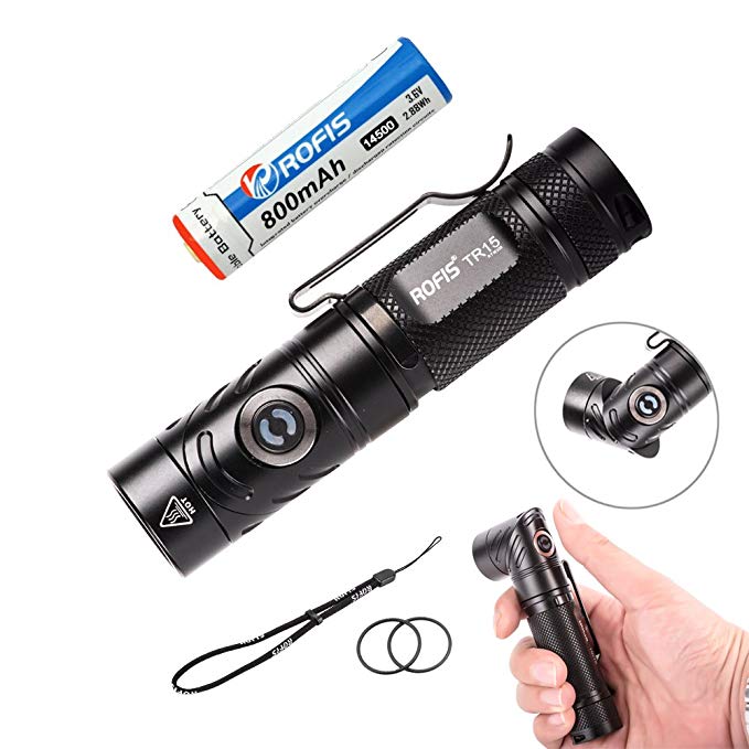 Rofis TR15 700 Lumens CREE XP-L HI V3 LED Adjustable-head EDC Flashlight Multi-Functional Usage Angle Light for Outdoor and Indoor Lighting With 14500 Rechargeabe Battery