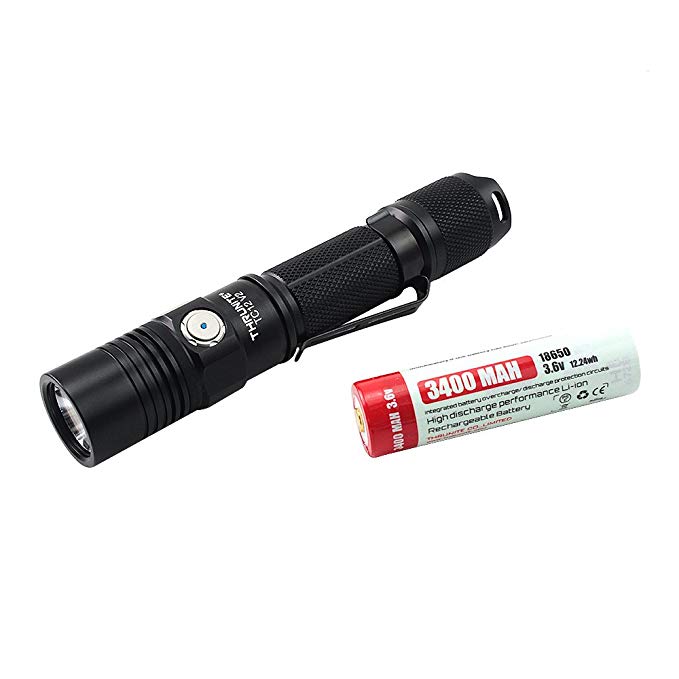 ThruNite TC12 V2 Max 1100 Lumen Micro-USB Interface Rechargeable Tactical LED Flashlight With CREE XP-L LED &18650 Battery Included