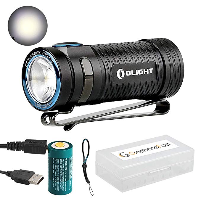 Olight S1 MINI Baton 600 Lumens Ultra Compact LED Flaslight with Rechargeable 16340 Battery, Bundle Battery Case(S1 MINI)