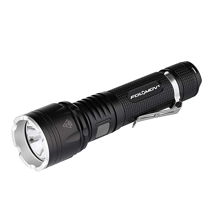 1200 Lumens 18650 Charge-discharge Focus Led Flashlight, XP-L V6 Led, 385 Yard Beam Distance, Power bank and Switch-lock Guard Function, 2600 Mah Protected Battery and Holster Included，FOLOMOV TOUR B4