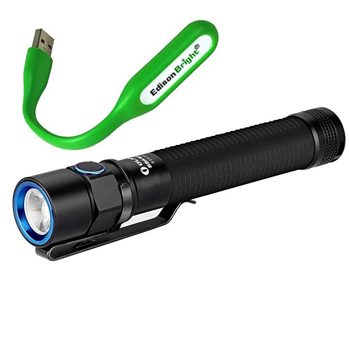 Olight S2A Cree LED 550 Lumens Flashlight 2 X 1.5V AA battery bundle with EdisonBright USB poweread reading light