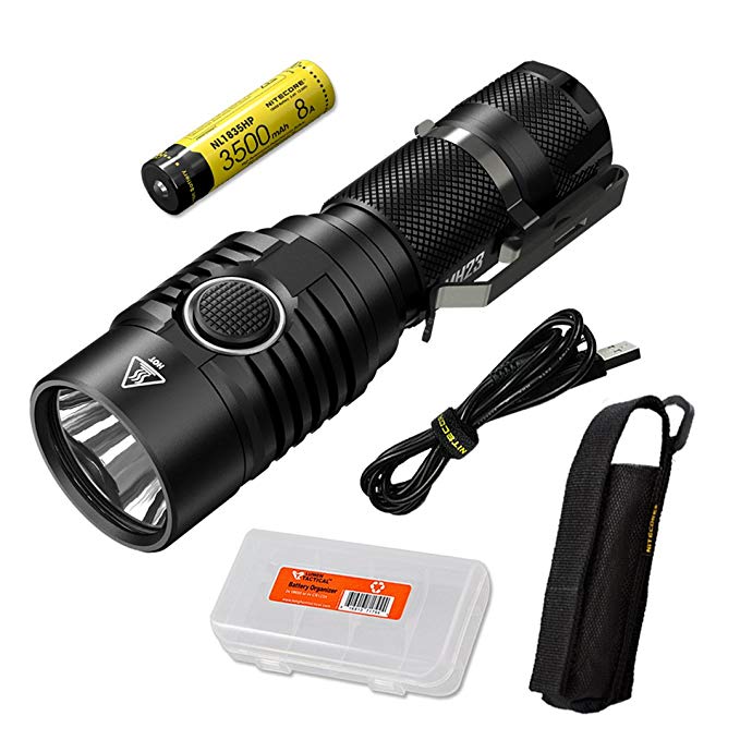 Nitecore MH23 1800 Lumen USB Rechargeable Mini Flashlight with 3500mAh 8A Rechargeable High Performance Battery & LumenTac Battery Organizer