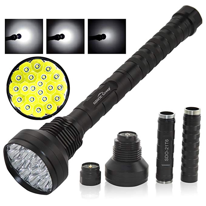 Sidiou Group Ultrabright 20000lm 21x Cree Xml-t6 5 Modes LED Flashlight Hunting Outdoor Exploration Flashlight Torch Lamp for 26650/18650 Battery